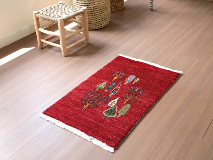 楽天市場】ギャッベ リズバフト 細かな織り 玄関マット 84×53cm レッド 