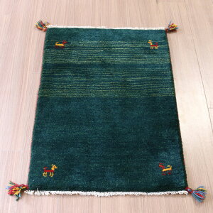 ギャベ イラン産手織り 88×62cm グリーングラデーション 玄関マット