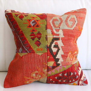 �I�[���h�L�����N�b�V�����J�o�[ 45×45cm �p�b�`���[�N Old Kilim Cushion