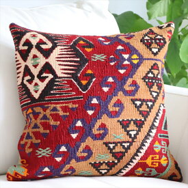 オールドキリム クッションカバー 40cm Turkish Kilim Cushion トルコのウール手織りキリムカイセリ チフカナット エリベリンデ