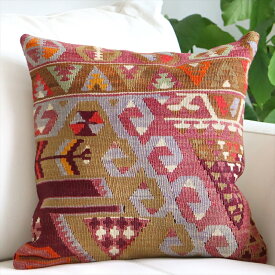 【15%OFFクーポン対象品】オールドキリム クッションカバー 40cm Turkish Kilim Cushion トルコのウール手織りキリムカイセリ・チフカナット/ドラゴンの爪