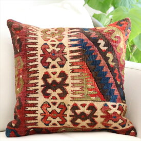 【15%OFFクーポン対象品】キリム kilim クッションカバー 40×40cm フェティエ オオカミの足跡