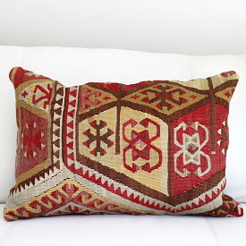 オールドキリムクッションカバー 長方形・枕型ビッグピロー Lumbar Pillow 59x39cm 六角形のサンドゥク