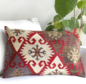 �y15%OFF�N�[�|���Ώہz�I�[���h�L�����N�b�V�����E�����`�r�b�O�s���[ Turkish Old Kilim Cushion 60x39cm �Ԃ̃G���x�����f