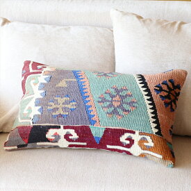 【15%OFFクーポン対象品】オールドキリムクッション・長方形 Turkish Old Kilim Cushion 50×30cm　シワス