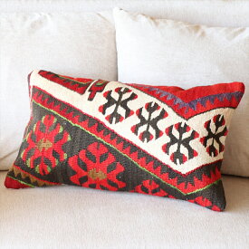 【15%OFFクーポン対象品】オールドキリムクッション・長方形 Turkish Old Kilim Cushion 50×30cm　シワス