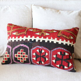 【15%OFFクーポン対象品】オールドキリムクッション・長方形 Turkish Old Kilim Cushion 50×30cm　カイセリ