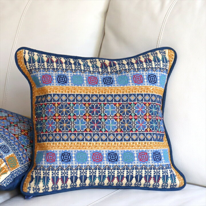 楽天市場】【10%OFFクーポン対象品】パレスチナ刺繍 クッションカバー 