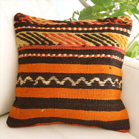 オールド キリムクッションカバー 40cmサイズ Turkish Kilim Cushion トルコキリム　シワス(Sivas)ジジム・ボーダー