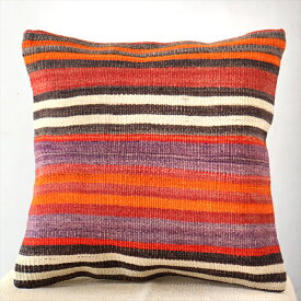 【15%OFFクーポン対象品】オールドキリムクッションカバー 40cm Old Kilim Cushion シンプルボーダー