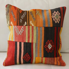 【15%OFFクーポン対象品】オールドキリムクッションカバー45cm・Turkish Kilim Cushion・トルコのウール手織りkilim パッチワーク