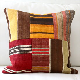 【15%OFFクーポン対象品】オールドキリムクッションカバー45cm・Turkish Kilim Cushion・トルコのウール手織りkilim パッチワーク