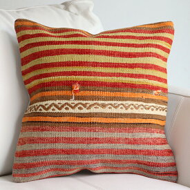 オールドキリム　クッションカバー 40cm Old Kilim Cushion ボーダージジム　波のモチーフ