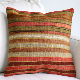 オールドキリム　クッションカバー 40cm Old Kilim Cushion シンプルボーダー