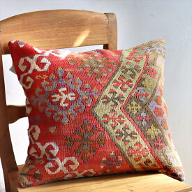 オールドキリムクッションカバー50cm・Turkish Kilim Cushion・43×48cmトルコのウール手織りキリム・カイセリ・ドラゴン