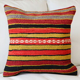 オールドキリム　クッションカバー 40cm Old Kilim Cushion シワス シンプルボーダー OUTLET・サービス品