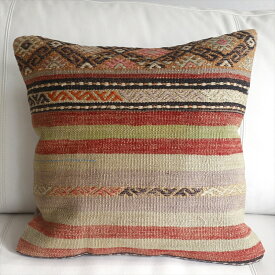 【15%OFFクーポン対象品】オールドキリムクッションカバー 45cm Old Kilim Cushion レッド&パープル ボーダー