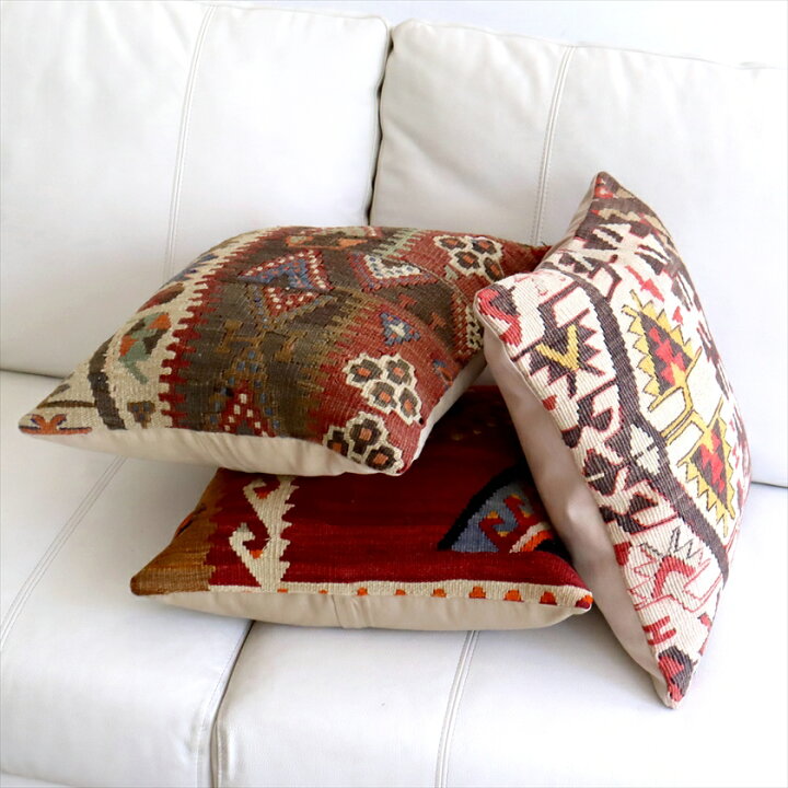 楽天市場】オールドキリム クッションカバー 40×40cm 3枚セット 