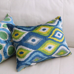 �A�g���X �x���x�b�g�C�J�b�g�N�b�V�����J�o�[�@���ʃV���N50×38cm�􉽊w���@�Ђ��`�@�u���[x�C�G���[ Silk Velvet Cushion - Double-Sided Design
