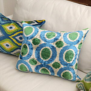 �A�g���X �x���x�b�g�C�J�b�g�N�b�V�����J�o�[�@���ʃV���N50×38cm�u���[x�O���[���@���ʕ��@�A Silk Velvet Cushion - Double-Sided Design