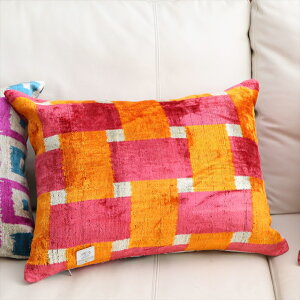 �A�g���X �x���x�b�g�C�J�b�g�N�b�V�����J�o�[�@���ʃV���N50×38cm�I�����Wx���[�Y�s���N�@�􉽊w���U�C�N Silk Velvet Cushion - Double-Sided Design