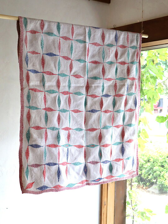 楽天市場】インド カンタ刺繍 パッチワーク/ラリーキルト 古布 
