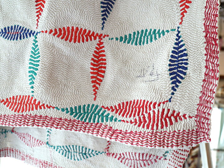 楽天市場】インド カンタ刺繍 パッチワーク/ラリーキルト 古布  