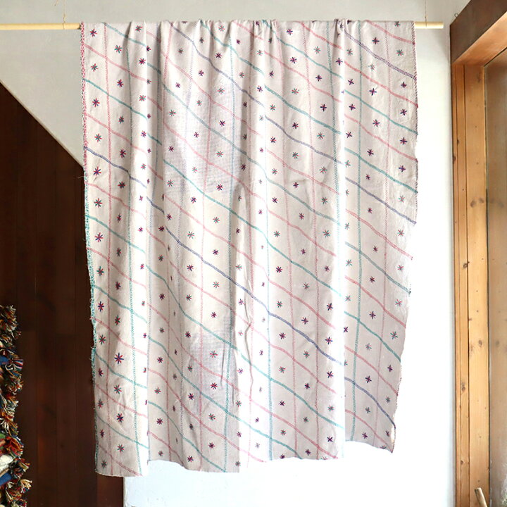 楽天市場】インド カンタ刺繍 パッチワーク/ラリーキルト 古布 
