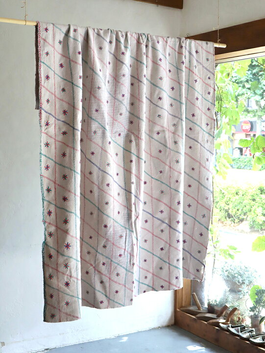 楽天市場】インド カンタ刺繍 パッチワーク/ラリーキルト 古布  