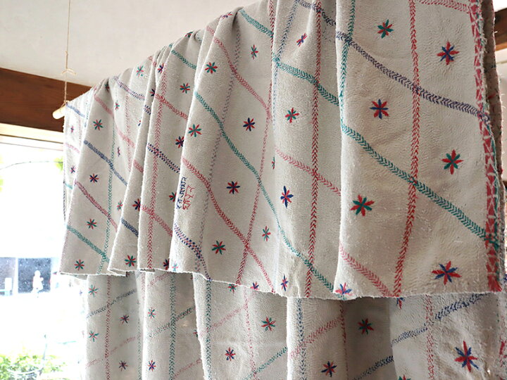 楽天市場】インド カンタ刺繍 パッチワーク/ラリーキルト 古布  