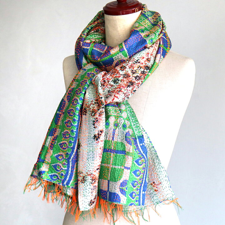 楽天市場】シルクストール カンタ刺繍 インド Kantha embroidery 