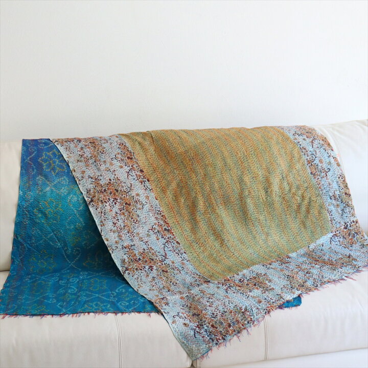楽天市場】カンタ刺繍 シルクストール インド リサイクルサリー 212 