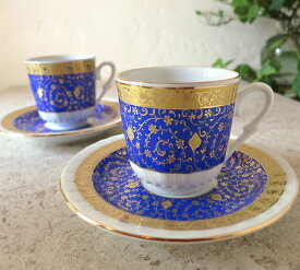 【15%OFFクーポン対象】エスプレッソ・デミタスコーヒーカップ＆ソーサー珍しい小さめ椀皿トルココーヒー用2客セット：ゴールデンホーン/トルコお土産