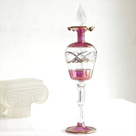 【10%OFFクーポン対象品】エジプトガラス香水瓶 24cm ・クリスタル Egyptian Purfume Bottle　ピンク