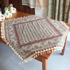 ペルシャ更紗 ガラムカール 100cm正方形 アンティークデザインペイズリー テーブルクロス マルチクロス