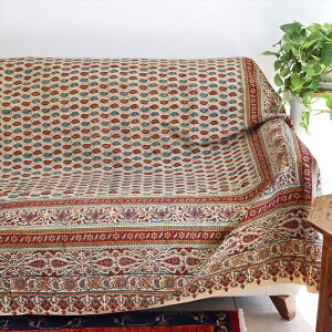 【15%OFFクーポン対象品】ペルシャ更紗 ガラムカール 271×203cm アンティークデザイン ペイズリー ソファーカバー ベッドカバー