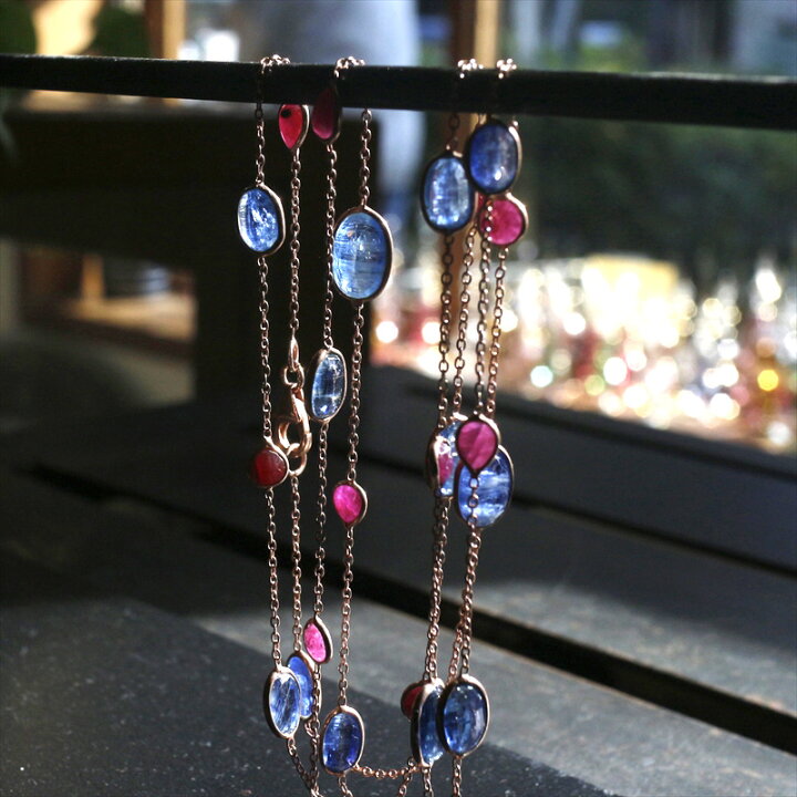 楽天市場】カイヤナイト＆ルビー 90cmロングネックレス Jaipur ジャイ 