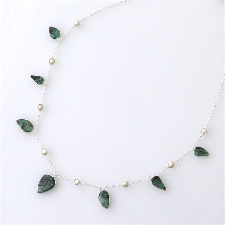 楽天市場】エメラルド シルバーネックレス 40cm 7つのリーフモチーフ  