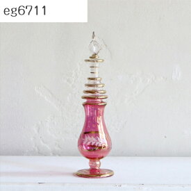 【10%OFFクーポン対象品】エジプトガラス香水瓶　Egyptian Perfume Bottle　15cm　ピンク