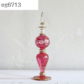 【10%OFFクーポン対象品】エジプトガラス香水瓶　Egyptian Perfume Bottle　15cm　ピンク