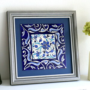 �y15%OFF�N�[�|���Ώہz�g���R���� �菑���^�C�� 1���z H31×W31×D2.5cm �u���[�t�����[�f�U�C�� Turkish Hand Paint Tile