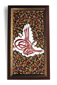 トルコ陶器・手書きタイルのパネル・カリグラフィ・縦2枚額