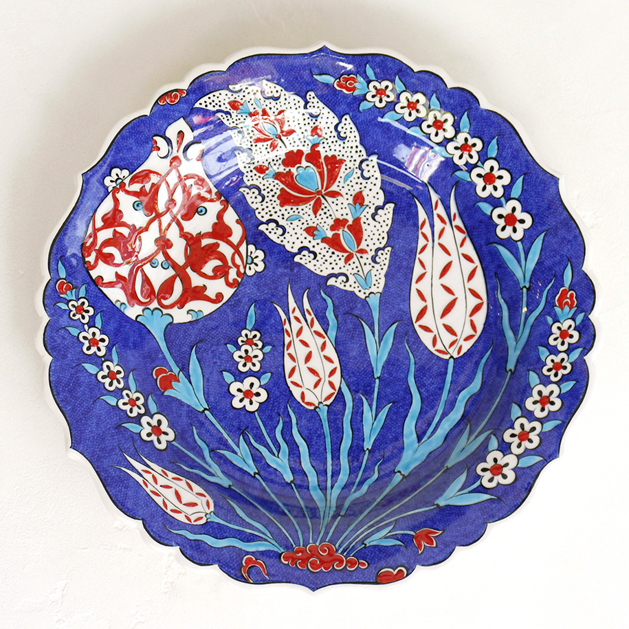 楽天市場】トルコ・手描き絵皿 キュタフヤ陶器 プレート30cmバラの 