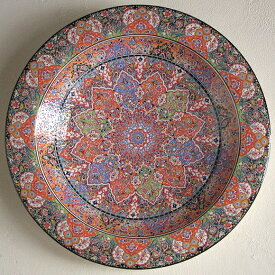トルコ・キュターヤ陶器手描き絵皿70cm特大エデン緻密に描かれたアラベスク