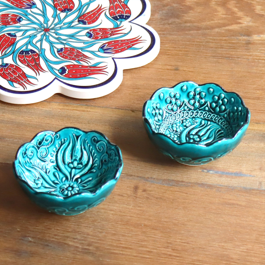 楽天市場】トルコ製ボウル2個セット・手書きキュタフヤ陶器8cmフィルゼ