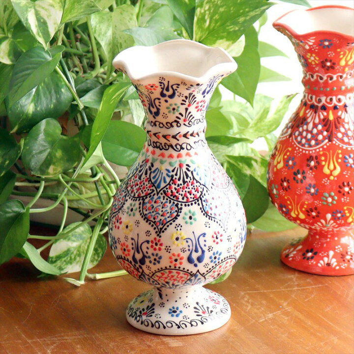 楽天市場】トルコ陶器 花瓶 チューリップ型 Mサイズ 高さ20×直径10cm 