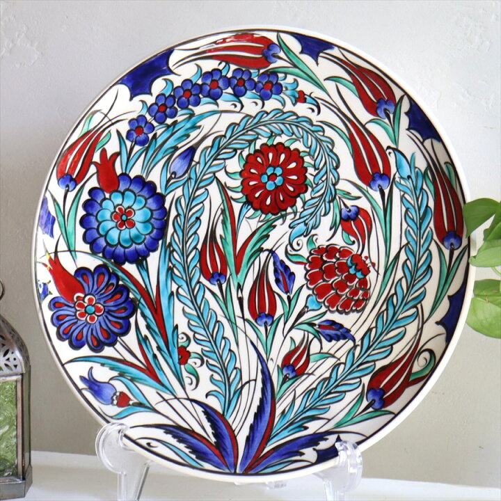 楽天市場】【15%OFFクーポン対象】トルコ 手書き絵皿 直径32.5cm 飾り 
