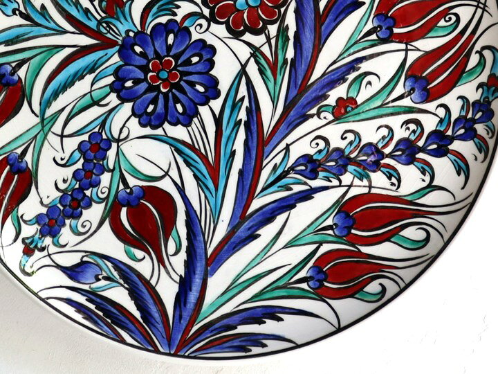 楽天市場】トルコ 手書き絵皿 直径32.5cm 飾り絵皿 チューリップと 