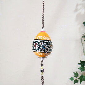 トルコ/キュタフヤ陶器・手描き絵付けの飾り玉 Sサイズ7cmミレニアム　イエロー