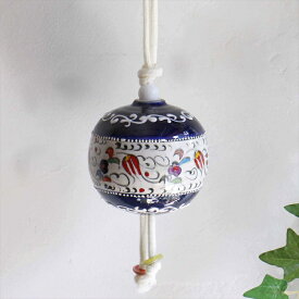 トルコ/キュタフヤ陶器・手描き絵付けの飾り玉Mサイズ10cmミレニアム・コバルト